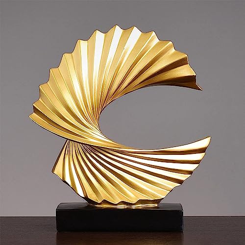 FelyHos Gold Wave Resin Statue Modern Abstract Home Decor Accents