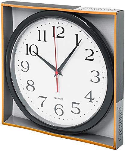 10-Inch Black Wall Clock - Silent Non-Ticking, Quartz Battery Operated, Easy-to-Read Round Clock for Home, Office, Kitchen, Classroom, School - High-Quality Sweep Movement