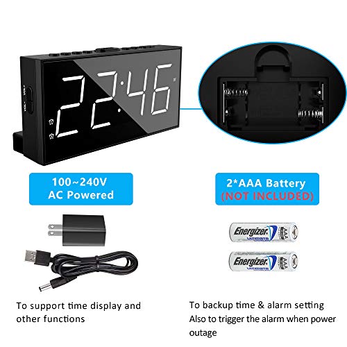 Sleep Well with our Large Display Bedroom Alarm Clock - USB Charging Port, 2 Loud Alarms, Adjustable Volume, Dimmable, Snooze - The Perfect Digital Clock for Deep Sleepers, Kids, and the Elderly - Enhance Your Home and Office