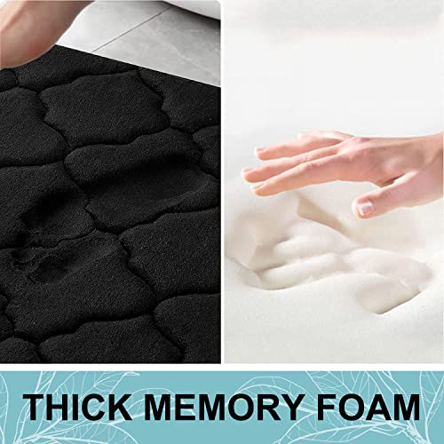 OLANLY Memory Foam Bath Mat Rug, Ultra Soft Non Slip and Absorbent Bathroom Rug, Machine Wash Dry, Comfortable, Thick Bath Rug Carpet for Bathroom Floor, Tub and Shower, 24x16, Black