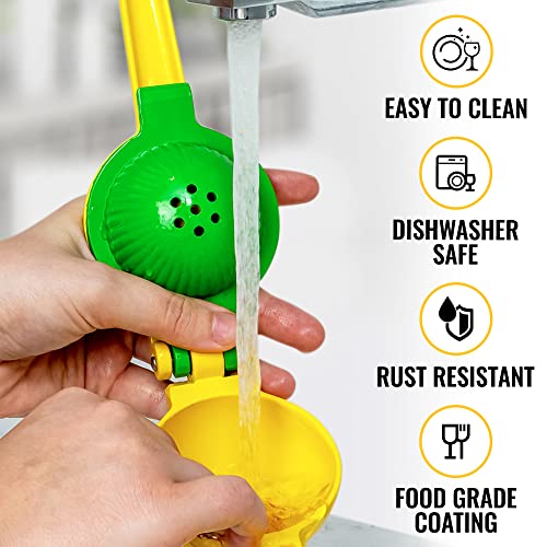 Zulay Metal 2-In-1 Lemon Lime Squeezer - Hand Juicer Lemon Squeezer Gets Every Last Drop - Max Extraction Manual Citrus Juicer - Easy-to-Use Lemon Juicer Squeezer - Heavy-Duty Lemon Squeezer Manual