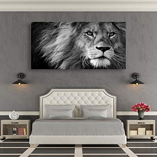 Modern Giclee Canvas Prints Stretched Artwork Black and White Lion Pictures to Photo Paintings on Canvas Wall Art for Home Office Decorations Wall Décor XXLarge 30x60inch