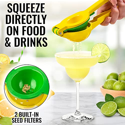 Zulay Metal 2-In-1 Lemon Lime Squeezer - Hand Juicer Lemon Squeezer Gets Every Last Drop - Max Extraction Manual Citrus Juicer - Easy-to-Use Lemon Juicer Squeezer - Heavy-Duty Lemon Squeezer Manual