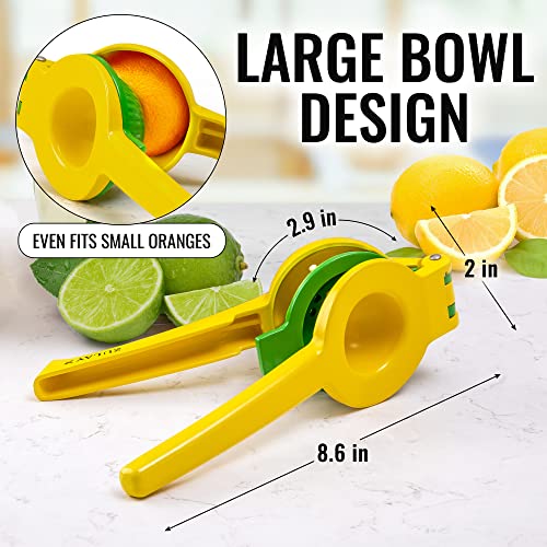 Zulay Metal 2-In-1 Lemon Lime Squeezer - Hand Juicer Lemon Squeezer Gets Every Last Drop - Max Extraction Manual Citrus Juicer - Easy-to-Use Lemon Juicer Squeezer - Heavy-Duty Lemon Squeezer Manual