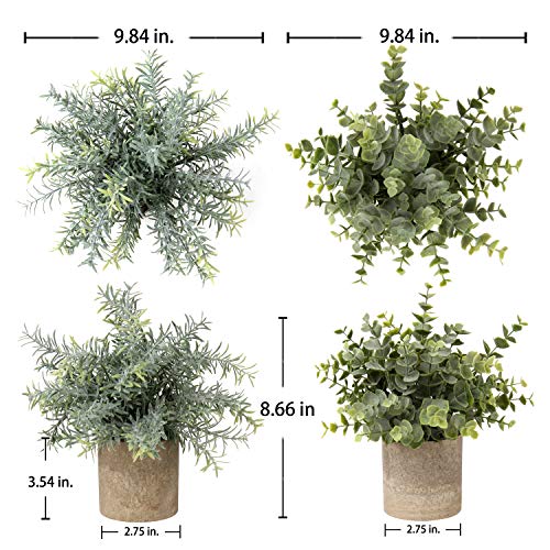 Briful Artificial Potted Plants Set of 2 Small Faux Plant Eucalyptus Mini Fake Plant Decor for Home Table Office Room Desk Bathroom Shelf Kitchen Rustic