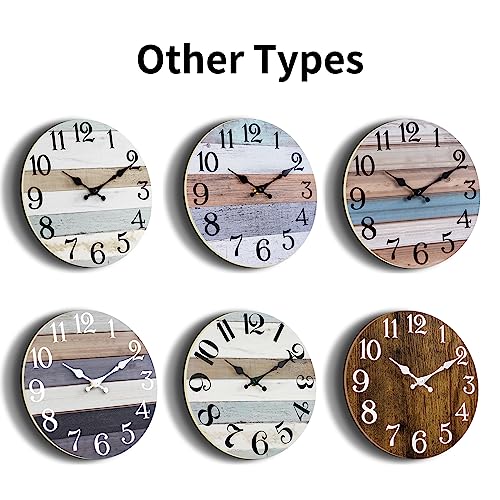 Rustic Wooden Wall Clock - 10 Inch, Silent Non-Ticking, Battery Operated - Vintage Country Style Decor for Living Room, Kitchen, Home, Bathroom, Bedroom, Laundry Room by KECYET