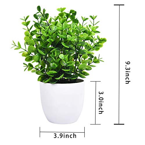 Sunm Boutique Eucalyptus Potted Plant, Mini Artificial Plants with 9 Branches Eucalyptus Leaves in Pots, Green Faux Potted Plants for Office Table Bathroom Greenery Room Home Decor