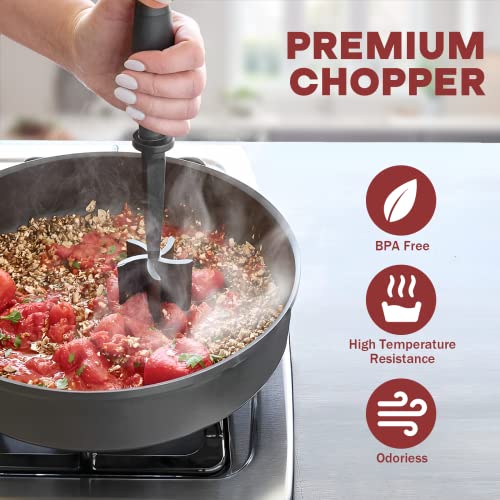 Meat Chopper, Hamburger Chopper, Premium Heat Resistant Masher and Smasher for Hamburger Meat, Ground Beef, Ground Turkey and More, Nylon Ground Beef Chopper Tool and Meat Fork, Non Stick Mix Chopper