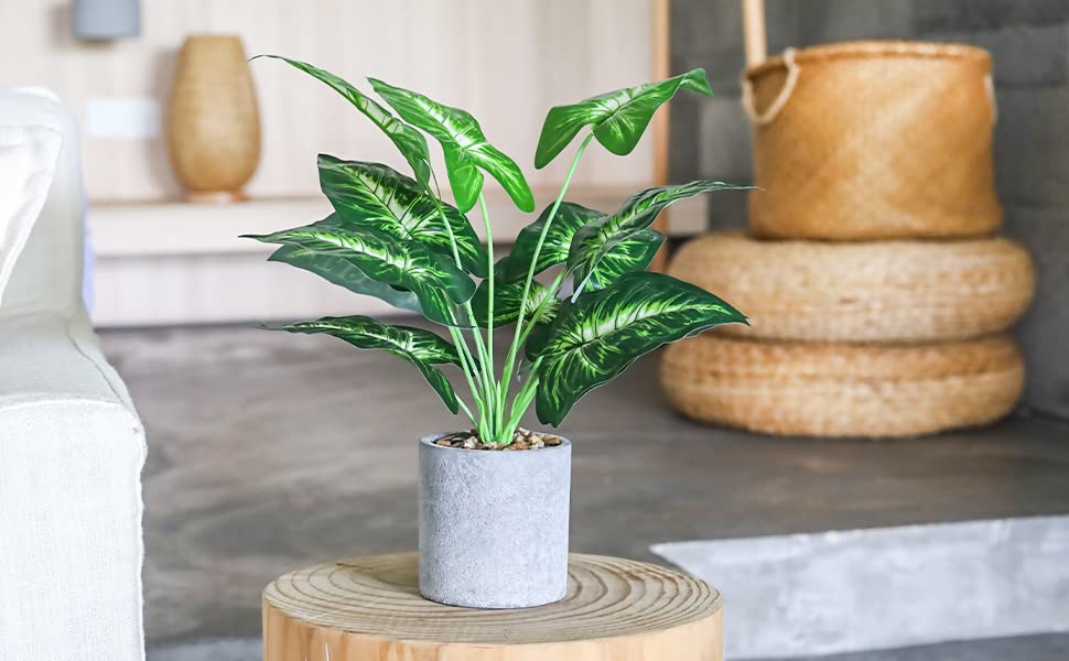 WUKOKU 16" Small Fake Plants Artificial Potted Faux Plants Desk Plant for Home Office Farmhouse Kitchen Shelf Indoor Decor