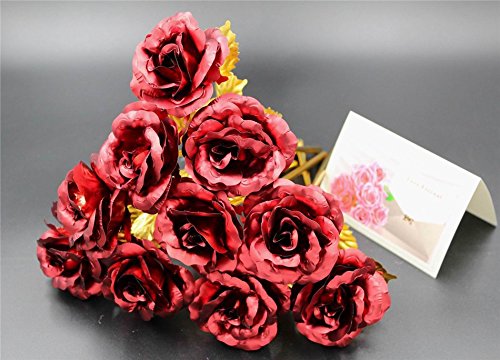 Unite Stone 24k Gold Rose, Mothers Day Rose Flower Gifts for Her Artificial Flowers Red Rose Flowers Artificial for Decoration,Great Gifts for Girlfriend Gift,Wedding,Mom Gifts,Valentines,Birthday