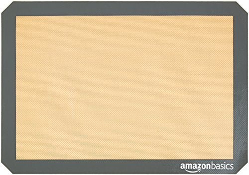 Amazon Basics Silicone, Non-Stick, Food Safe Baking Mat, Pack of 2, New Beige/Gray, Rectangular, 16.5" x 11.6"