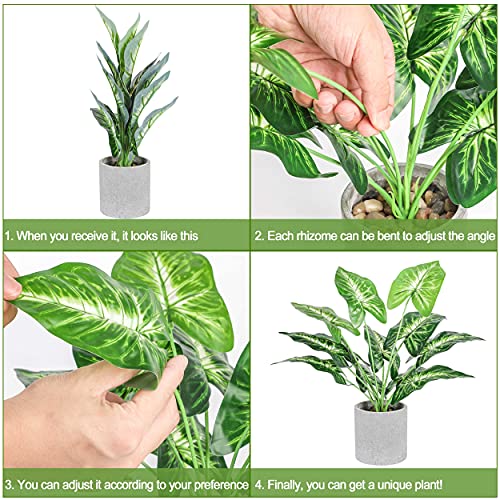 WUKOKU 16" Small Fake Plants Artificial Potted Faux Plants Desk Plant for Home Office Farmhouse Kitchen Shelf Indoor Decor