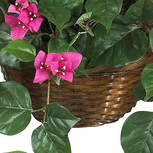 Nearly Natural Bougainvillea Basket Silk 1 Artificial Hanging Plant, 32 x 32 x 24, Green, Pink