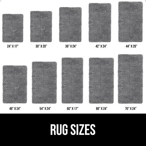 Gorilla Grip Bath Rug 30x20, Thick Soft Absorbent Chenille, Rubber Backing Quick Dry Microfiber Mats, Machine Washable Rugs for Shower Floor, Bathroom Runner Bathmat Accessories Decor, Grey