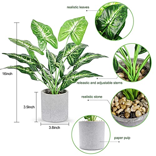 WUKOKU 16" Small Fake Plants Artificial Potted Faux Plants Desk Plant for Home Office Farmhouse Kitchen Shelf Indoor Decor