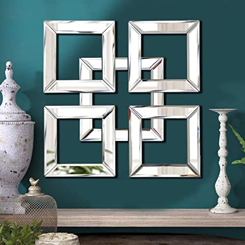 QMDECOR Square Mirrored Wall Decor Decorative Mirror 12x12 inches Modern Fashion DIY Silver Wall-Mounted Mirrors