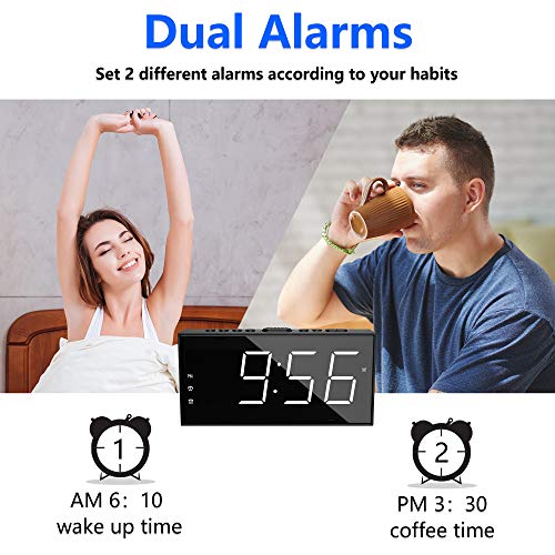 Sleep Well with our Large Display Bedroom Alarm Clock - USB Charging Port, 2 Loud Alarms, Adjustable Volume, Dimmable, Snooze - The Perfect Digital Clock for Deep Sleepers, Kids, and the Elderly - Enhance Your Home and Office