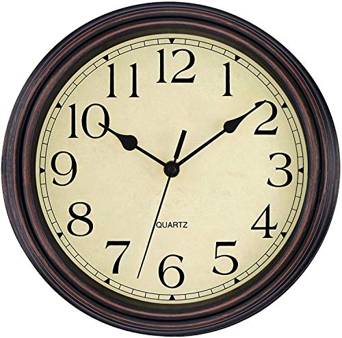 Retro Bronze Wall Clock - Silent Non-Ticking 12-Inch Classic Quartz Decorative Battery Operated Clock for Living Room, Kitchen, Home Office - Unique and Stylish