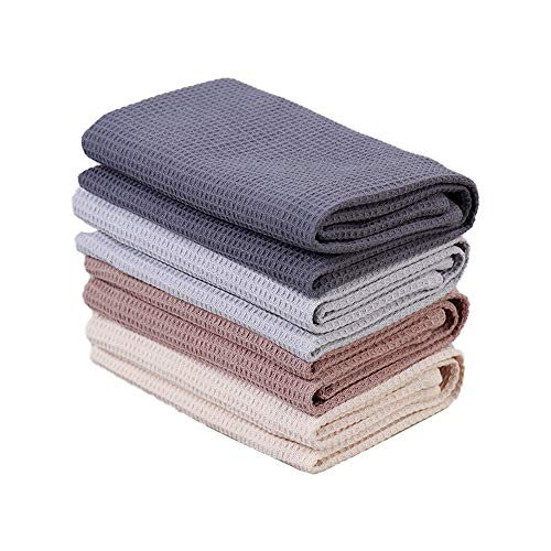 PY HOME & SPORTS Dish Towels Set, 100% Cotton Waffle Weave Kitchen Towels 4 Pieces, Super Absorbent Kitchen Hand Dish Cloths for Drying and Cleaning (17 x 25 Inches, Set of 4)