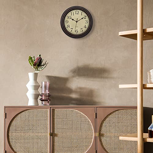 Retro Bronze Wall Clock - Silent Non-Ticking 12-Inch Classic Quartz Decorative Battery Operated Clock for Living Room, Kitchen, Home Office - Unique and Stylish