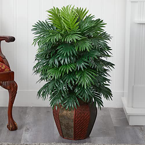 Nearly Natural Areca Palm with Vase Silk Artificial Plant, 42" x 11" x 11", Green - 6651