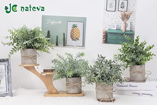 JC nateva Small Fake Plants Mini Potted Artificial Plants Indoor for Home Office Farmhouse Kitchen Bathroom Table Decor