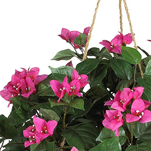 Nearly Natural Bougainvillea Basket Silk 1 Artificial Hanging Plant, 32 x 32 x 24, Green, Pink