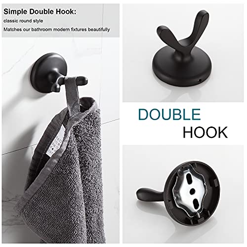 BGL Bathroom Hardware Set, Matte Black Adjustable Expandable Towel Bar 4-Piece Bathroom Accessory Set Wall Mounted Robe Hook Toilet Paper Holder Towel Ring Towel Bar