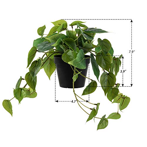 LuckyGreenery Artificial Scindapsus Aureus, Realistic Fake Plant with Plastic Pot for Home Office Garden Decoration(8in H)