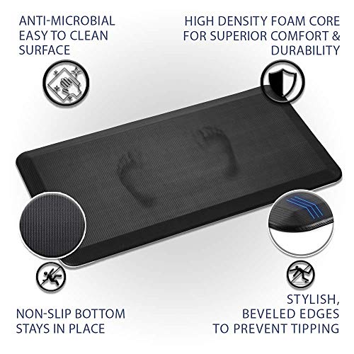 ComfiLife Anti Fatigue Floor Mat – 3/4 Inch Thick Perfect Kitchen Mat, Standing Desk Mat – Comfort at Home, Office, Garage – Durable – Stain Resistant – Non-Slip Bottom (20" x 32", Black)