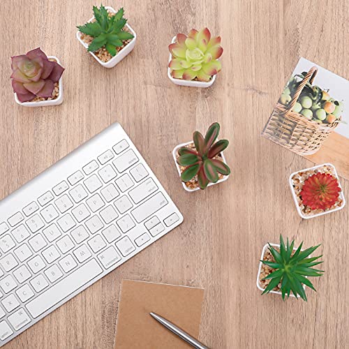 CEWOR Artificial Succulents Plants, 6pcs Mini Fake Potted Plants in Pots, Faux Mini Succulents Plants Indoor for Desk Living Room Bedroom Windowsills Office Home Decoration