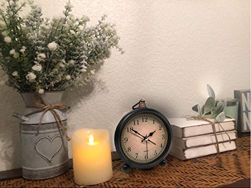 Timeless Elegance: Vintage Retro Analog Alarm Clock - 4 Inch Super Silent Non-Ticking Small Clock with Night Light - Battery Operated - Simple Design for Living Room, Bedroom, Bedside, Desk - Perfect Gift Clock (Arabic Numerals)