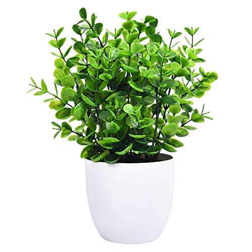 Sunm Boutique Eucalyptus Potted Plant, Mini Artificial Plants with 9 Branches Eucalyptus Leaves in Pots, Green Faux Potted Plants for Office Table Bathroom Greenery Room Home Decor