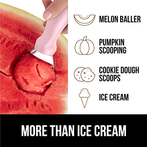 Gorilla Grip Large, Comfortable Handle, Heavy Duty Ice Cream Scoop, Professional Grade Scooper, Get Perfect Shape Scoops, Great for Spooning Frozen Hard Gelato and Sorbet, Cookie Dough, Melon, Pink