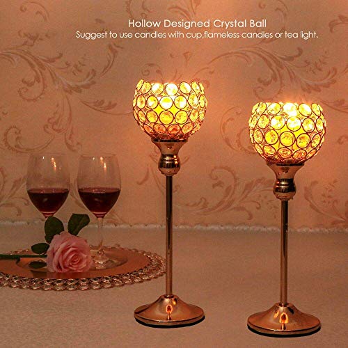 VINCIGANT Silver Crystal Votive Candle Holders Set of 2 for Table Centerpieces, Wedding Dinning Room Table Tealight Candle Stand,Christmas Housewarming Gift