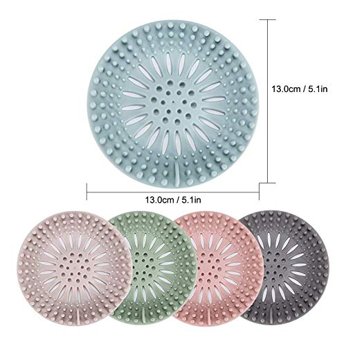 Hair Catcher Shower Drain Durable Silicone Hair Stopper Shower Drain Cover Hair Trap Easy to Install and Clean Suit for Bathroom Bathtub Tub and Kitchen 5 Pack