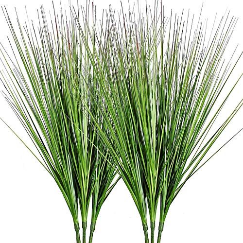 27" Artificial Plants Onion Grass Greenery Faux Fake Shrubs Plant Flowers Wheat Grass for House Home Indoor Outdoor Office Room Gardening Indoor Décor 6 Pack