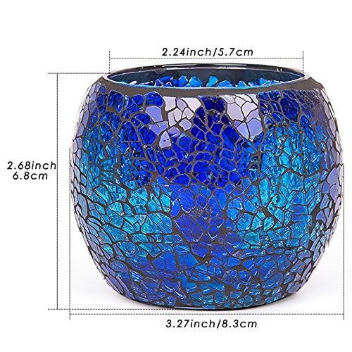 Rancco Glass Votive Candle Holder for Tealight, 6 Set Romantic Stained Mosaic Tealight Candle Holders, Handmade Cracked Aromatherapy Candle Lamp for Valentine, Party, Christmas Table Centerpiece Decor