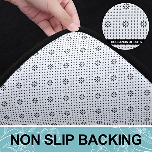 Smiry Memory Foam Bath Mat, Super Soft Absorbent Bathroom Rugs Non Slip Bath Rug Runner for Shower Bathroom Floors, 24" x 16", Black