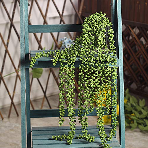 CEWOR 4pcs Artificial Succulents Hanging Plants Fake String of Pearls for Wall Home Garden Decor (24 Inches Each Length)