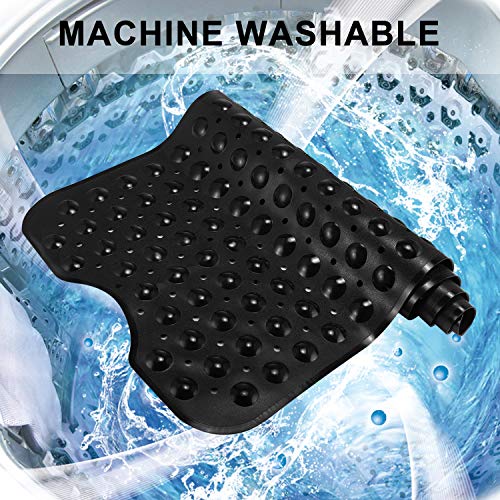 YINENN Bath Tub Shower Mat 40 x 16 Inch Non-Slip and Extra Large, Bathtub Mat with Suction Cups, Machine Washable Bathroom Mats with Drain Holes, Black