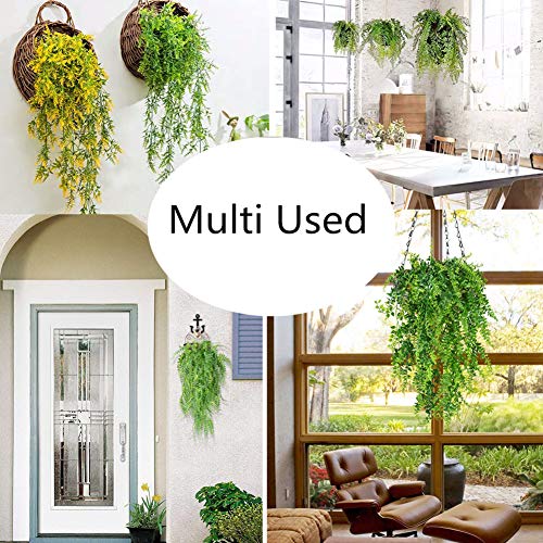 GBESTWOOW Boston Ferns Artificial Persian Rattan Fake Hanging Plant Faux Greenary Vine Outdoor UV Resistant Plastic Plants for Wall, Wedding Party Decor-2 pcs