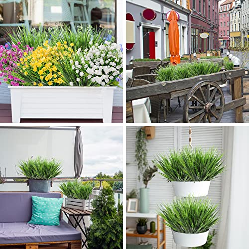 Ageomet 6 Bundles Fake Plants Outdoor, Artificial Fake Grass Plants Flowers, UV Resistant Fake Bushes Plastic Artificial Greenery Shrubs, Faux Greenery for House Garden Patio Front Porch Indoor Decor